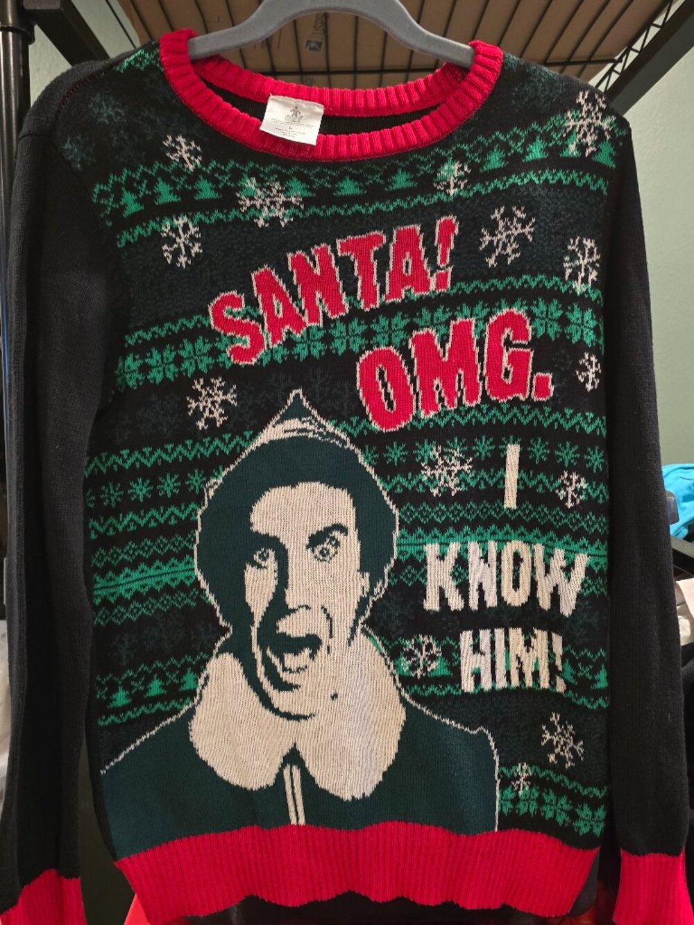 Elf ugly Christmas sweater omg i know him Large